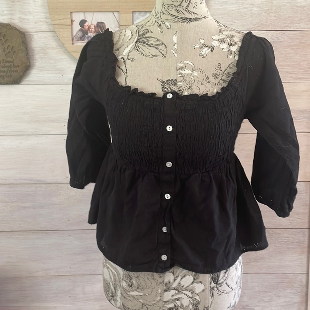 PASSPORT Black Crop Off Shoulder Top M